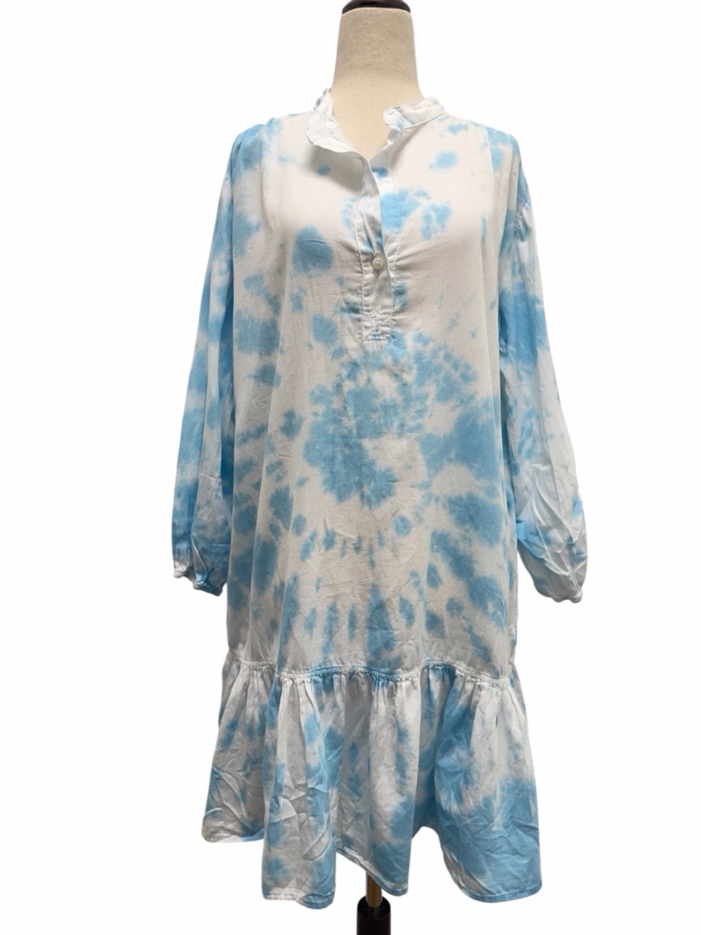Stark X Noah Blue White Tie Dye Mini Dress Size Small